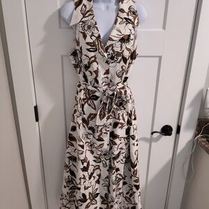 Coldwater Creek Brown and White Midi Dress
